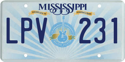 MS license plate LPV231