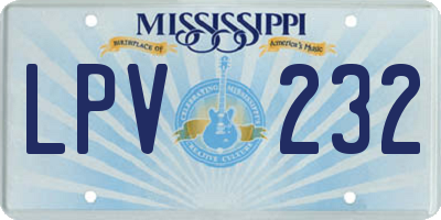 MS license plate LPV232