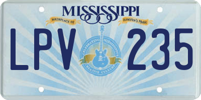 MS license plate LPV235