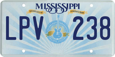 MS license plate LPV238