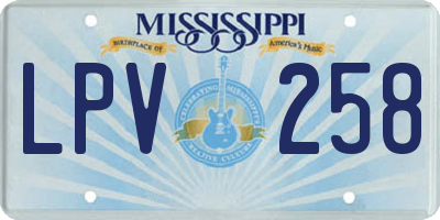 MS license plate LPV258