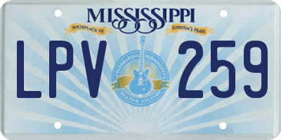 MS license plate LPV259