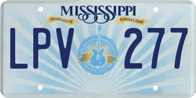 MS license plate LPV277