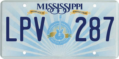 MS license plate LPV287