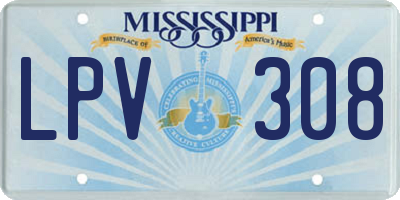 MS license plate LPV308