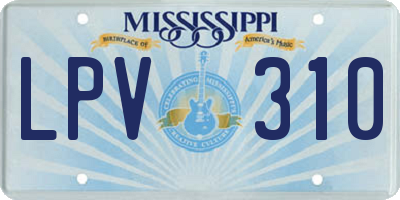 MS license plate LPV310