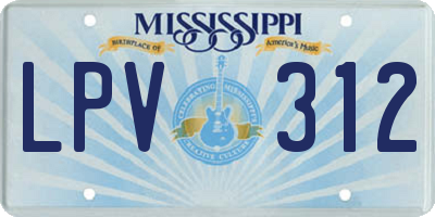 MS license plate LPV312
