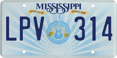 MS license plate LPV314