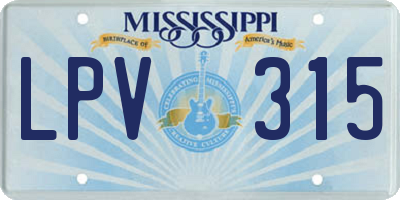 MS license plate LPV315
