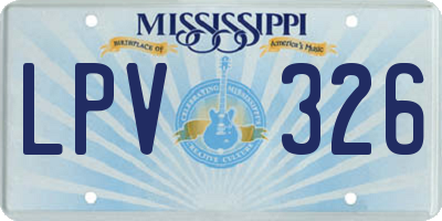 MS license plate LPV326