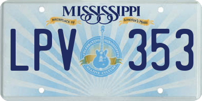 MS license plate LPV353