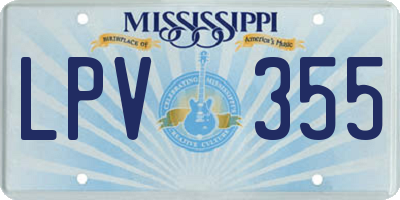 MS license plate LPV355