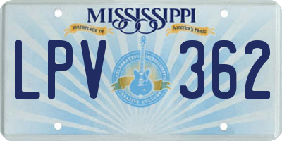 MS license plate LPV362