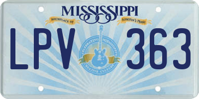 MS license plate LPV363
