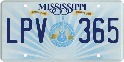 MS license plate LPV365