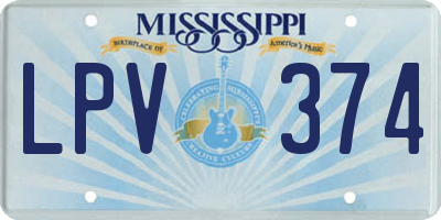 MS license plate LPV374