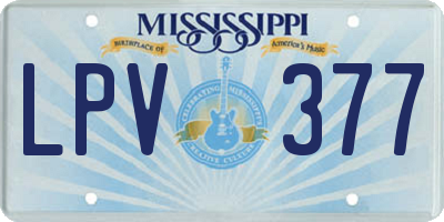 MS license plate LPV377