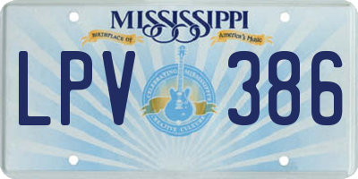 MS license plate LPV386