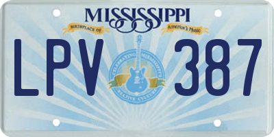 MS license plate LPV387