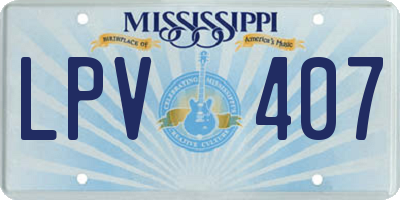 MS license plate LPV407