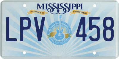 MS license plate LPV458
