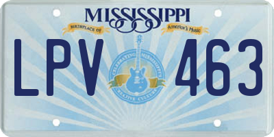 MS license plate LPV463