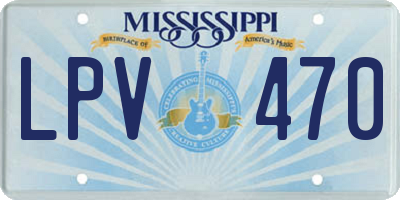 MS license plate LPV470