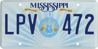 MS license plate LPV472