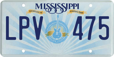 MS license plate LPV475