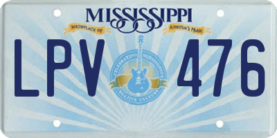 MS license plate LPV476