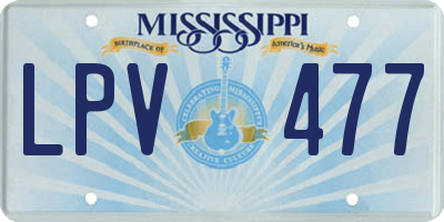MS license plate LPV477
