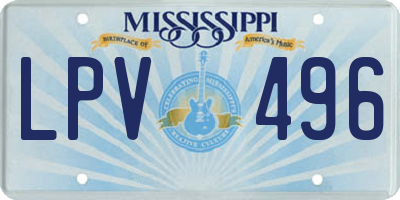 MS license plate LPV496