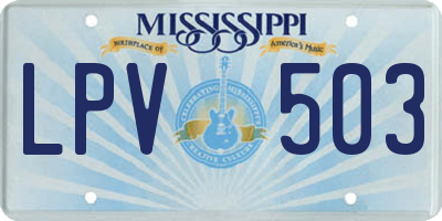 MS license plate LPV503