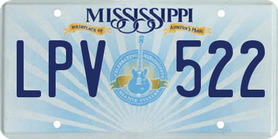 MS license plate LPV522
