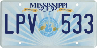 MS license plate LPV533