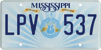 MS license plate LPV537