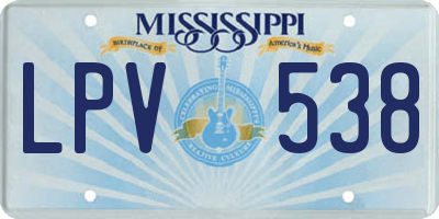 MS license plate LPV538