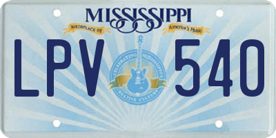 MS license plate LPV540