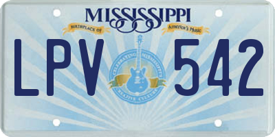 MS license plate LPV542