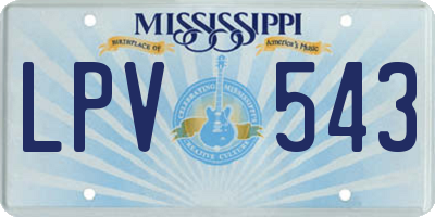 MS license plate LPV543