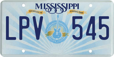 MS license plate LPV545