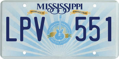 MS license plate LPV551