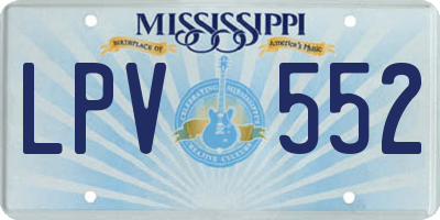 MS license plate LPV552