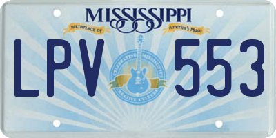 MS license plate LPV553