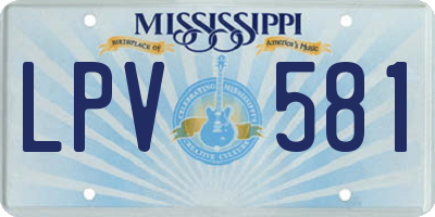 MS license plate LPV581
