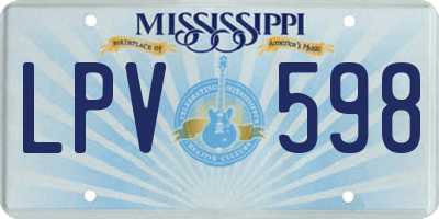 MS license plate LPV598