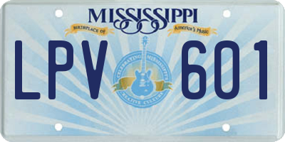 MS license plate LPV601