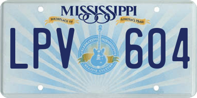 MS license plate LPV604