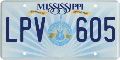 MS license plate LPV605