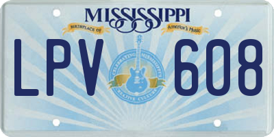 MS license plate LPV608